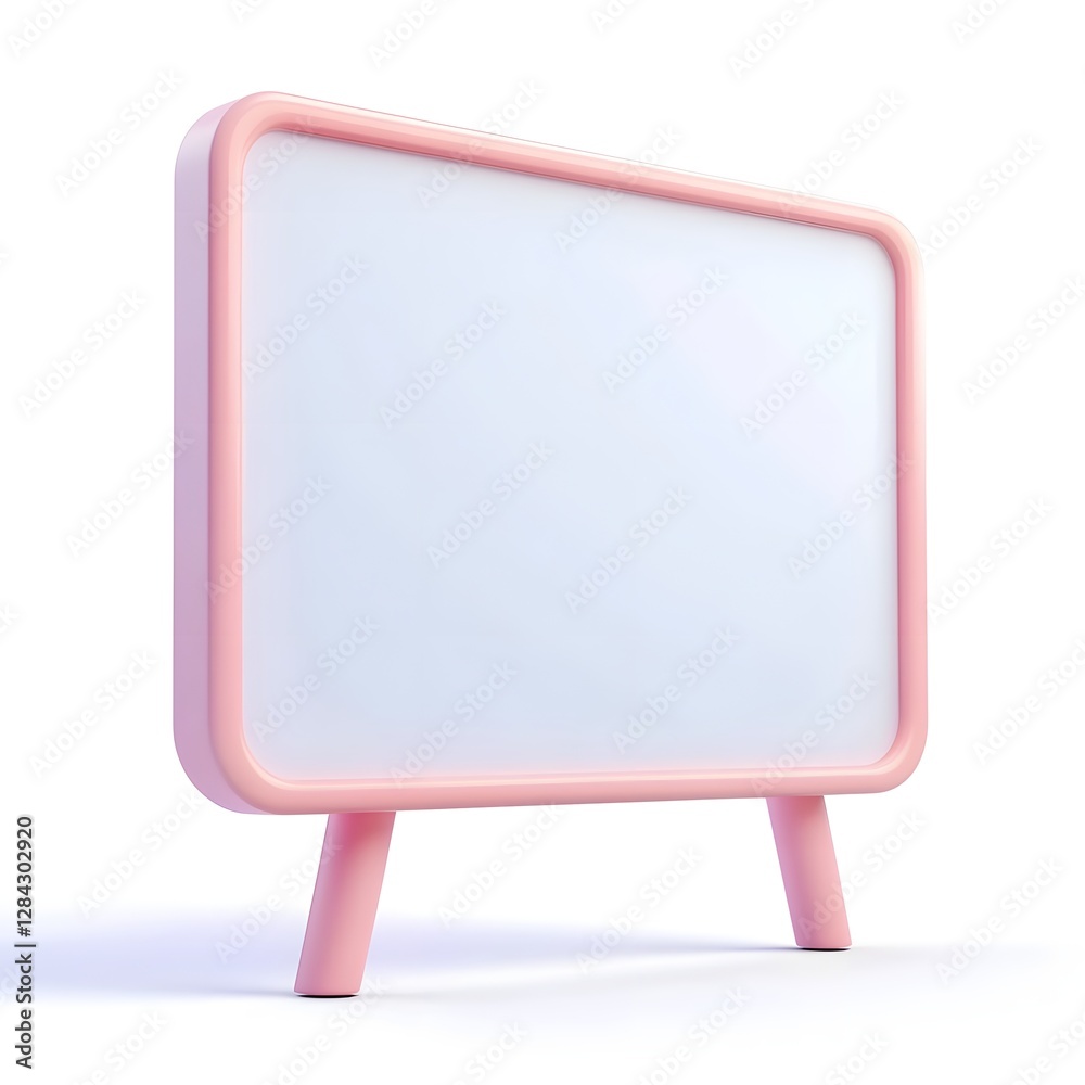 3D Cartoon Billboard or Banner Icon on Smooth Gradient White Background