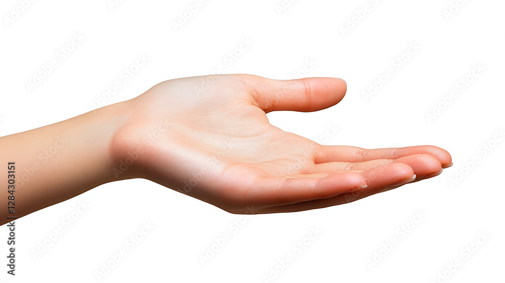 Young woman flat hand holding something isolated on transparent background. high resolution PNG file Young woman flat hand holding something isolated on transparent background. high resolution PNG file