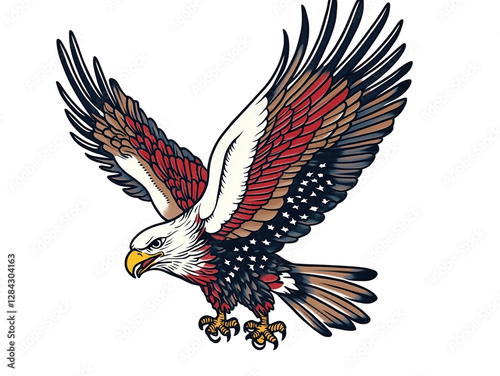 Fototapeta premium a old-school tattoo flash of an eagle isolated on a transparent background
