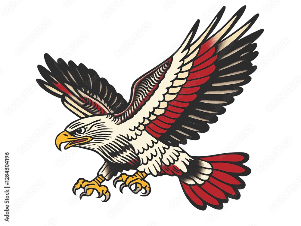 Fototapeta premium a old-school tattoo flash of an eagle isolated on a transparent background