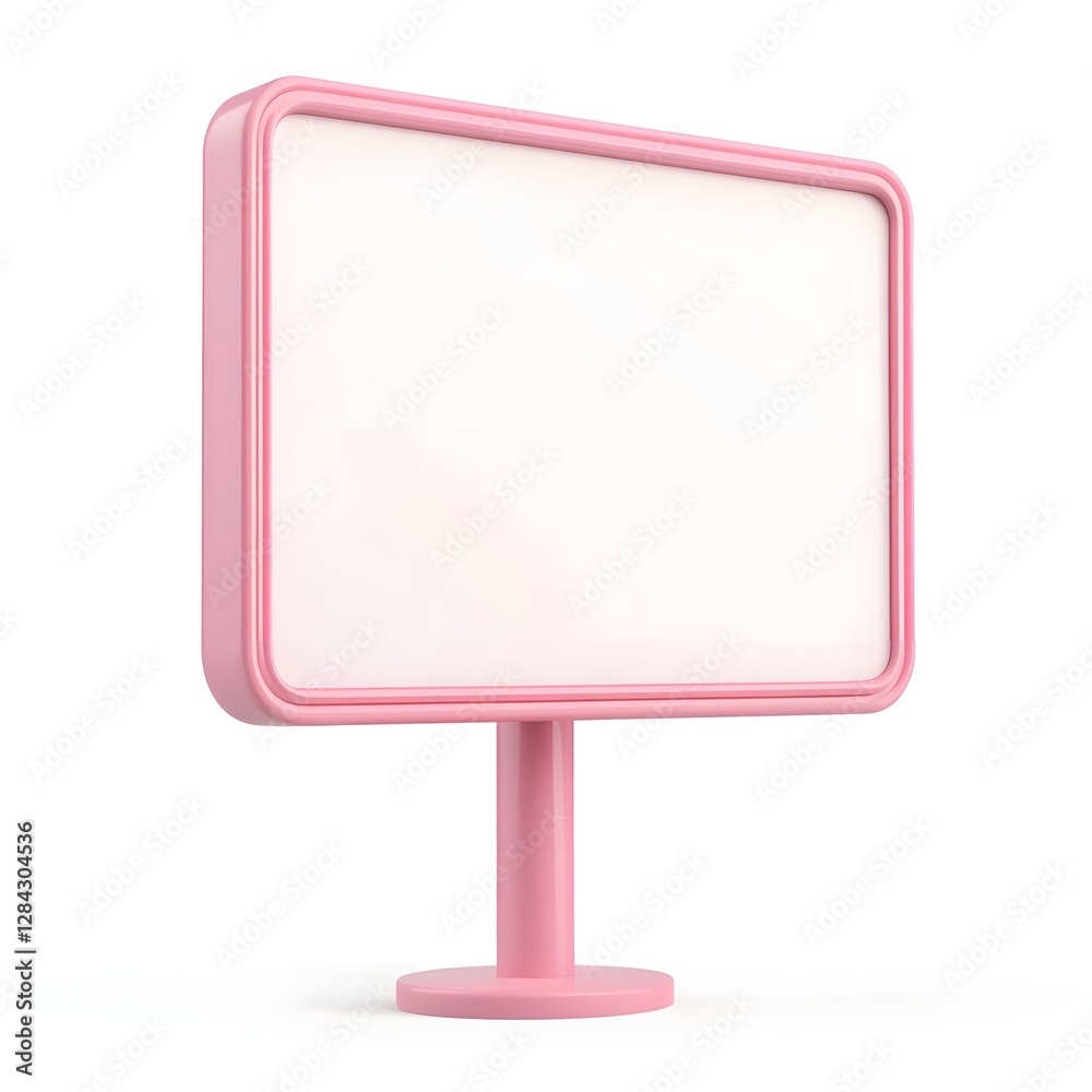 3D Cartoon Style Billboard or Banner Icon on White Background with Smooth Gradient 3D Cartoon Style Billboard or Banner Icon on White Background with Smooth Gradient