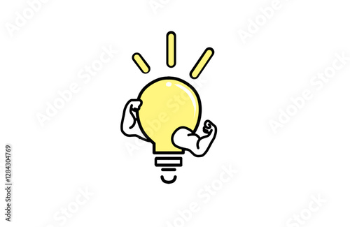 bulb cartoon illustration. cartoon lamp. strong power