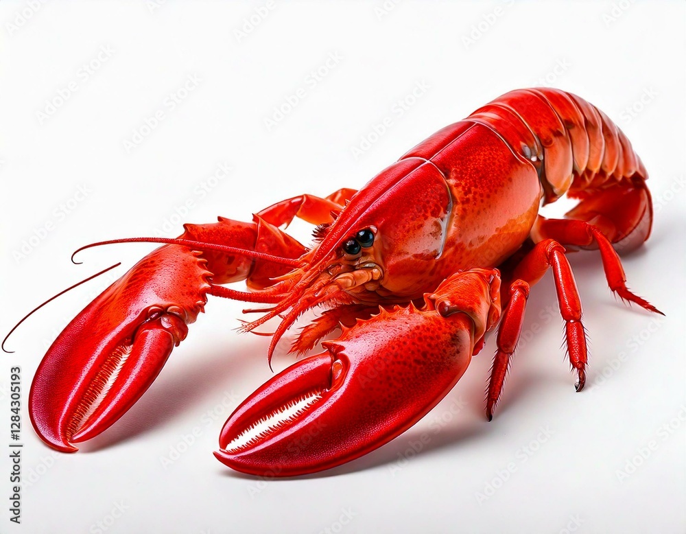 A red lobster on a white background A red lobster on a white background
