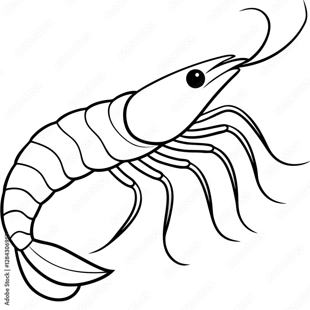 Minimalist Shrimp One-Line Vector Art Minimalist Shrimp One-Line Vector Art