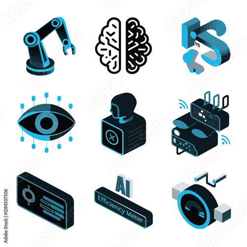 vector Artificial Intelligence model Robot  with ai info-graph design help in business
