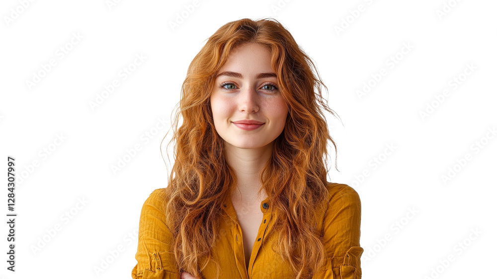 Confident red haired woman smiling indoors Confident red haired woman smiling indoors