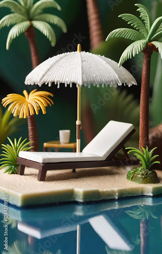 swimming pool with palm trees photo