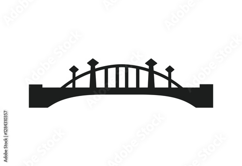 Minimalist Steel Bridge Icon in Flat Design vector illustration on white background.