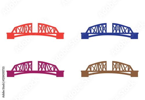 Minimalist Steel Bridge Icon in Flat Design vector illustration on white background.