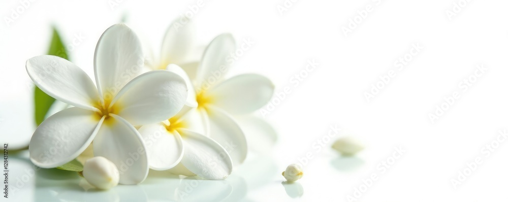 Delicate jasmine flowers isolated on a crisp white background, flower press, fragrant, spring Delicate jasmine flowers isolated on a crisp white background, flower press, fragrant, spring
