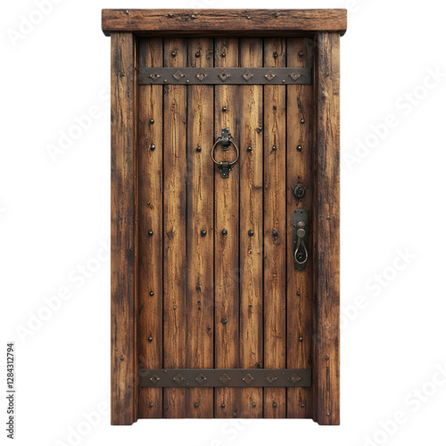 Wallpaper Mural Rustic Wooden Door  Medieval Style  Antique Entrance  Old Wood   Heavy Door   Iron Accents Torontodigital.ca