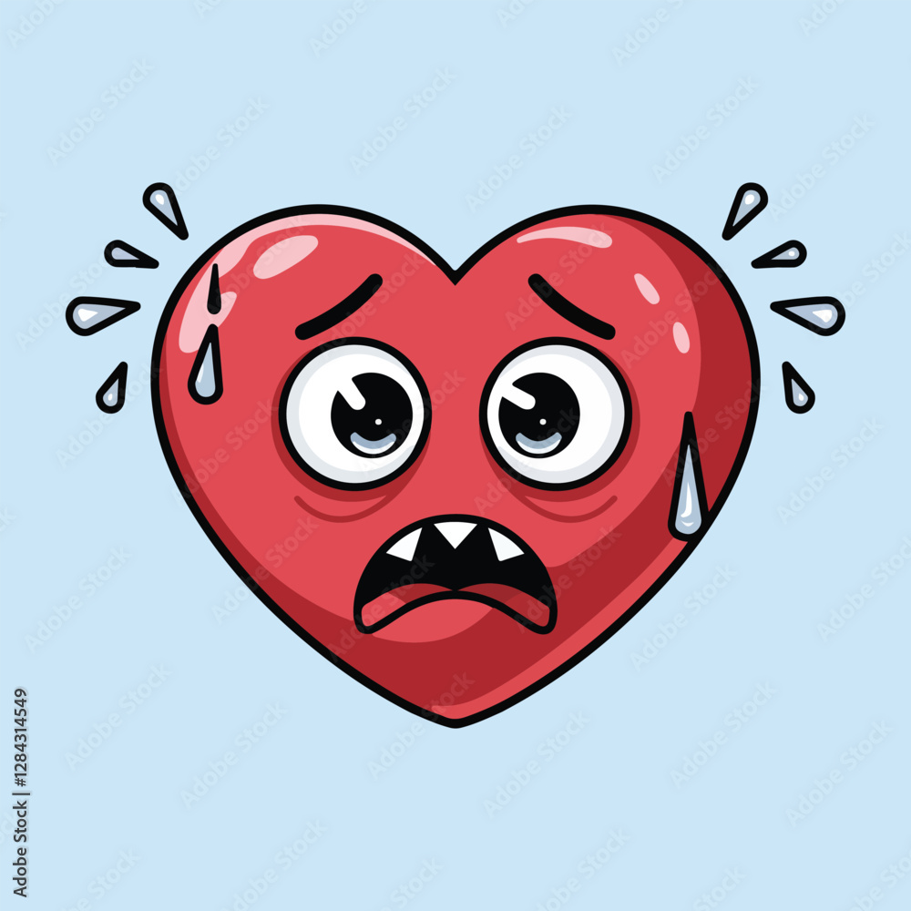 Obraz premium Heart Vector with a Scared Expression for Dramatic and Expressive Designs