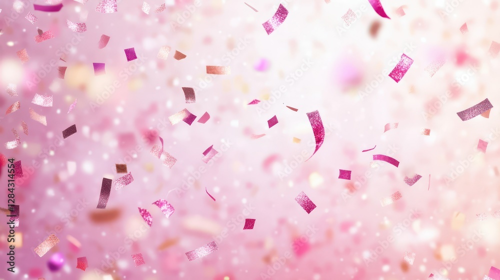 Vibrant pink and red confetti sparkles on soft gradient background Vibrant pink and red confetti sparkles on soft gradient background