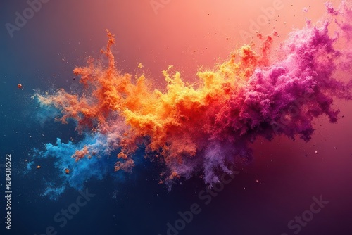 abstract background Explosions of color, particles, matte finish, sharp focus.