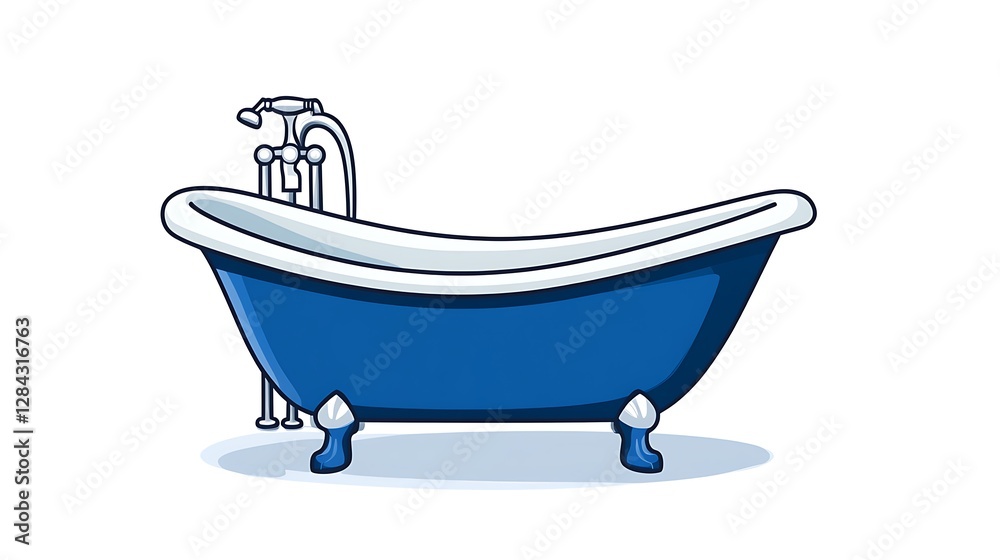Charming Blue Clawfoot Tub: A Hand-Drawn Illustration AI Generated Charming Blue Clawfoot Tub: A Hand-Drawn Illustration AI Generated