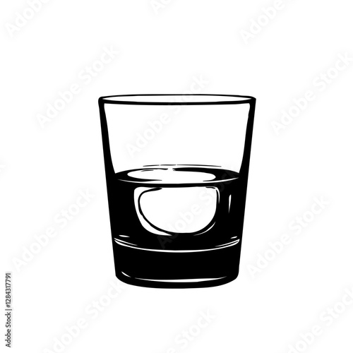 Minimalist Whiskey Glass Vector Illustration