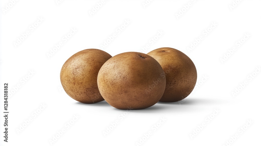 Close Up of Three Golden Kiwi Fruits Displayed on a White Background in Studio Lighting Close Up of Three Golden Kiwi Fruits Displayed on a White Background in Studio Lighting
