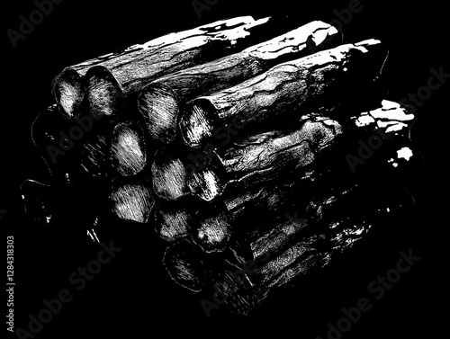 Charcoal Logs Stacked Beautifully