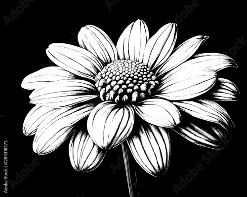 Stunning Black and White Floral Illustration