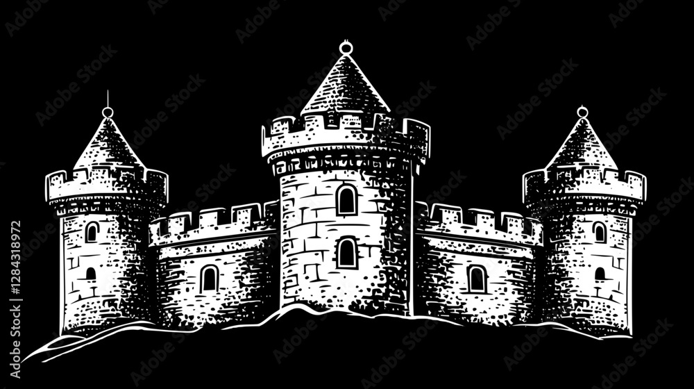 Obraz premium Majestic Medieval Castle Illustration