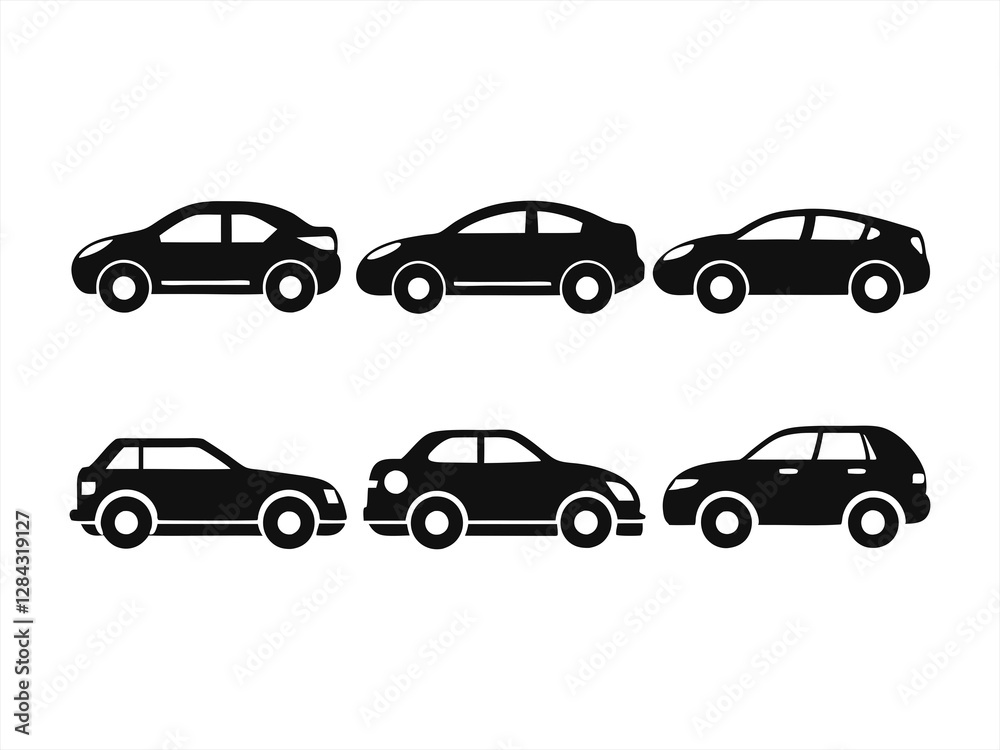 Fototapeta premium car icon set black silhouette vector
