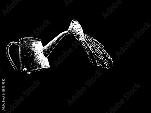 Vintage Watering Can in Action