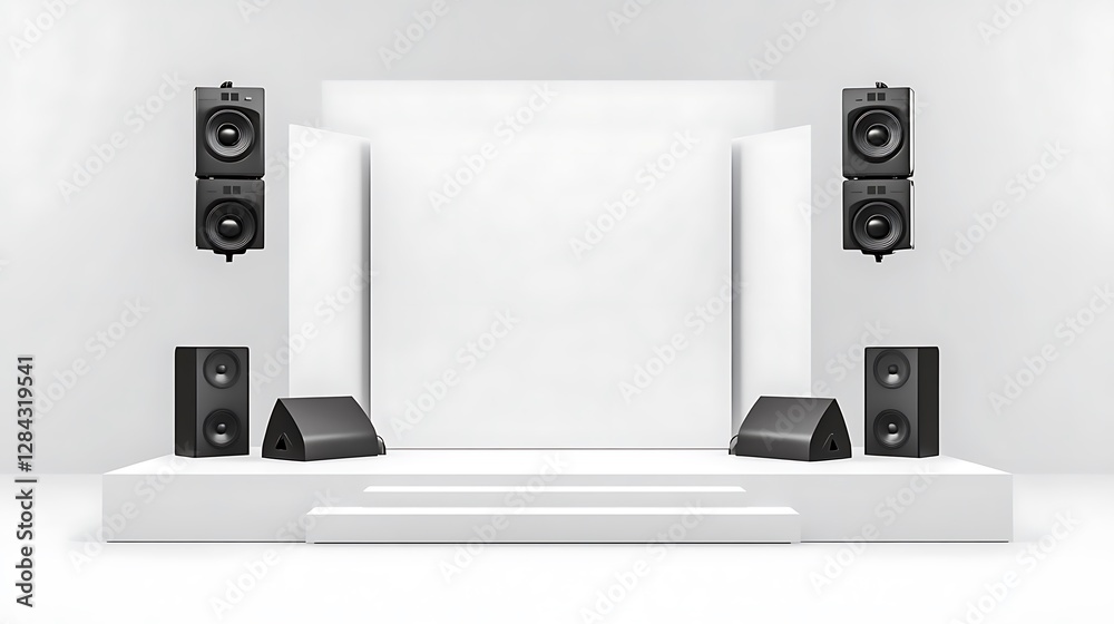 Fototapeta premium Modern Speaker System Setup: Clean Minimalist Product Photography AI Generated