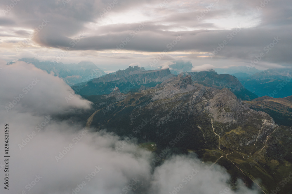 High angle view of Dolomites mountains High angle view of Dolomites mountains