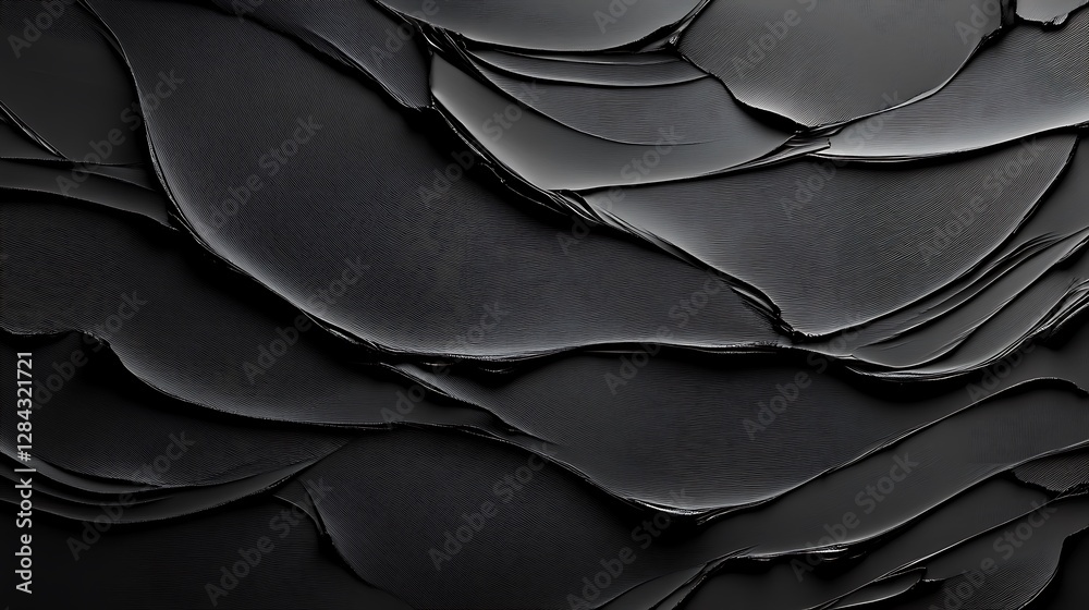 Obraz premium Abstract Black Impasto Texture: A Dark, Textured Digital Painting AI Generated