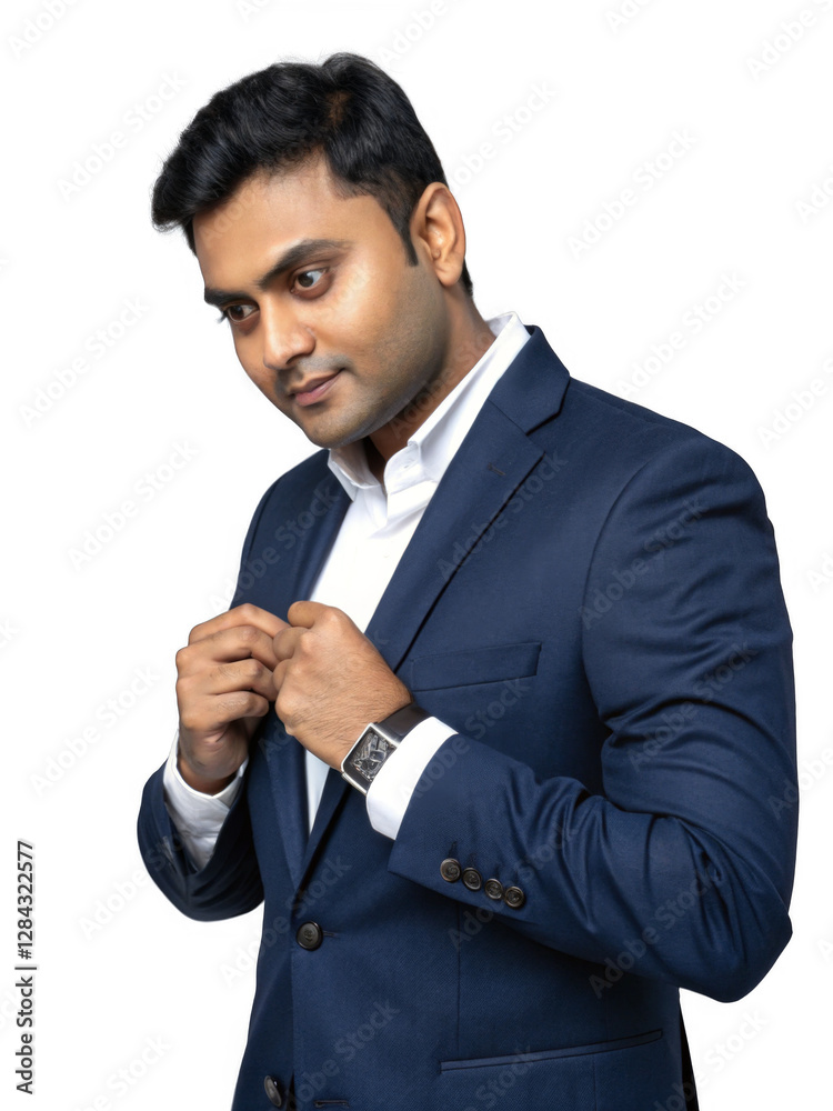 Portrait of Young South Asian Businessman in a Tailored Suit isolated on a transparent background. Portrait of Young South Asian Businessman in a Tailored Suit isolated on a transparent background.