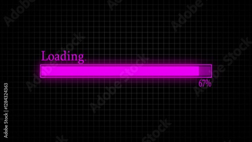 Loading progress bar animation from 0 to 100 with transparent background, Animated waiting loading bar animation, software update icon on black background.4k video