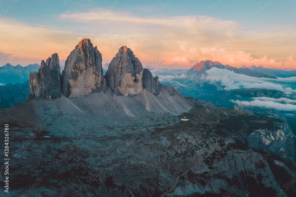 Fototapeta premium High angle view of Dolomites mountains