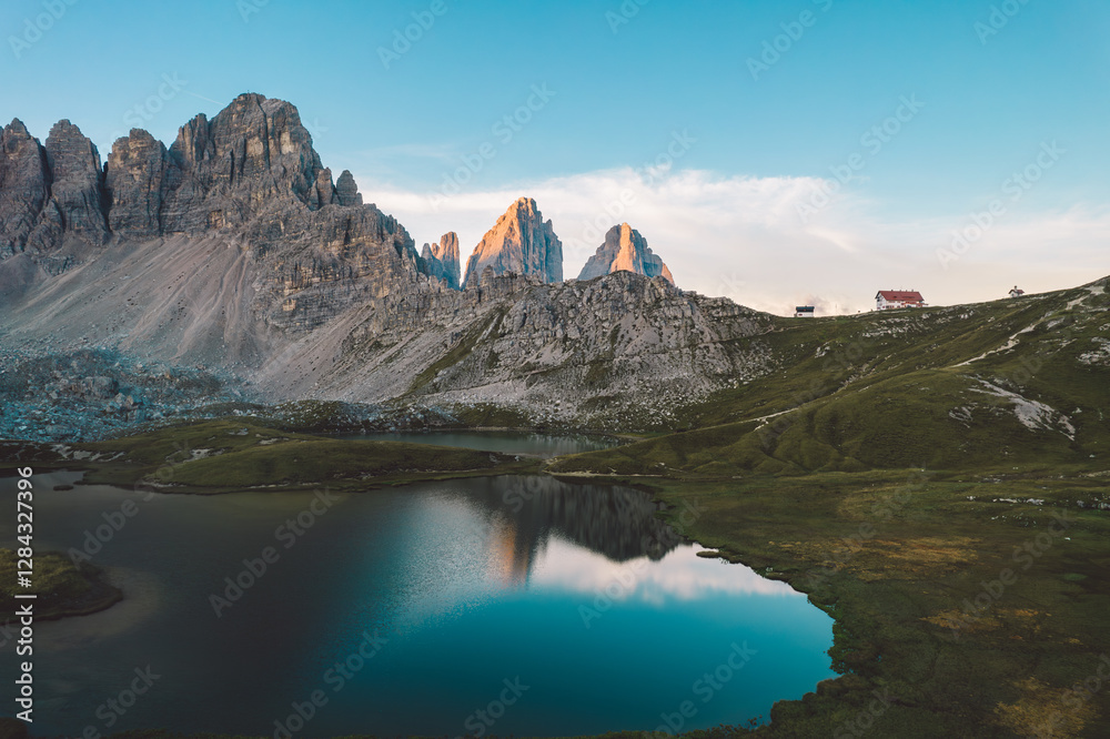 Fototapeta premium High angle view of Dolomites mountains