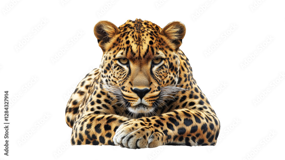 Obraz premium Majestic leopard resting in serene posture