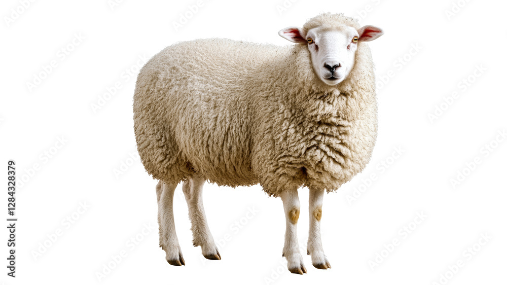 Fluffy sheep standing in a bright space at midday Fluffy sheep standing in a bright space at midday