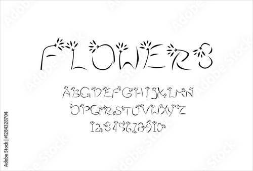Flowers font for logo and headline. Isolated vector typeset
