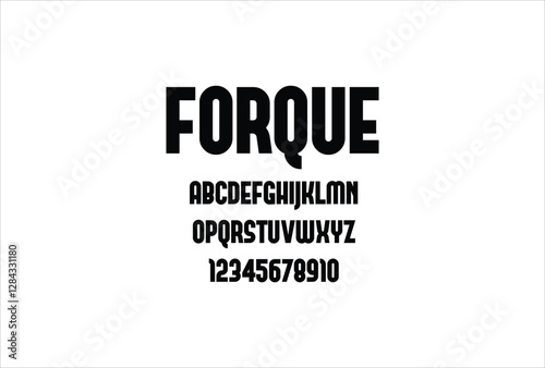 FORQUE font for logo and headline. Isolated vector typeset