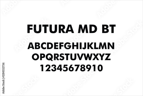 Futura Md BT font for logo and headline. Isolated vector typeset
