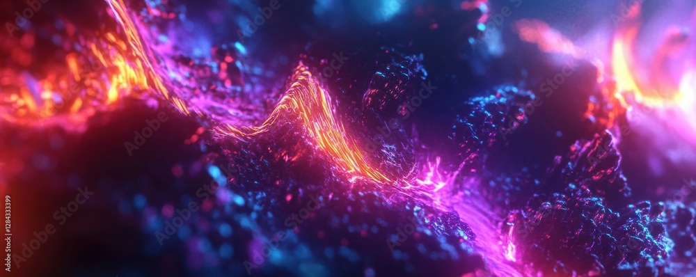 Vibrant neon waves and abstract light patterns in dark artistic background Vibrant neon waves and abstract light patterns in dark artistic background