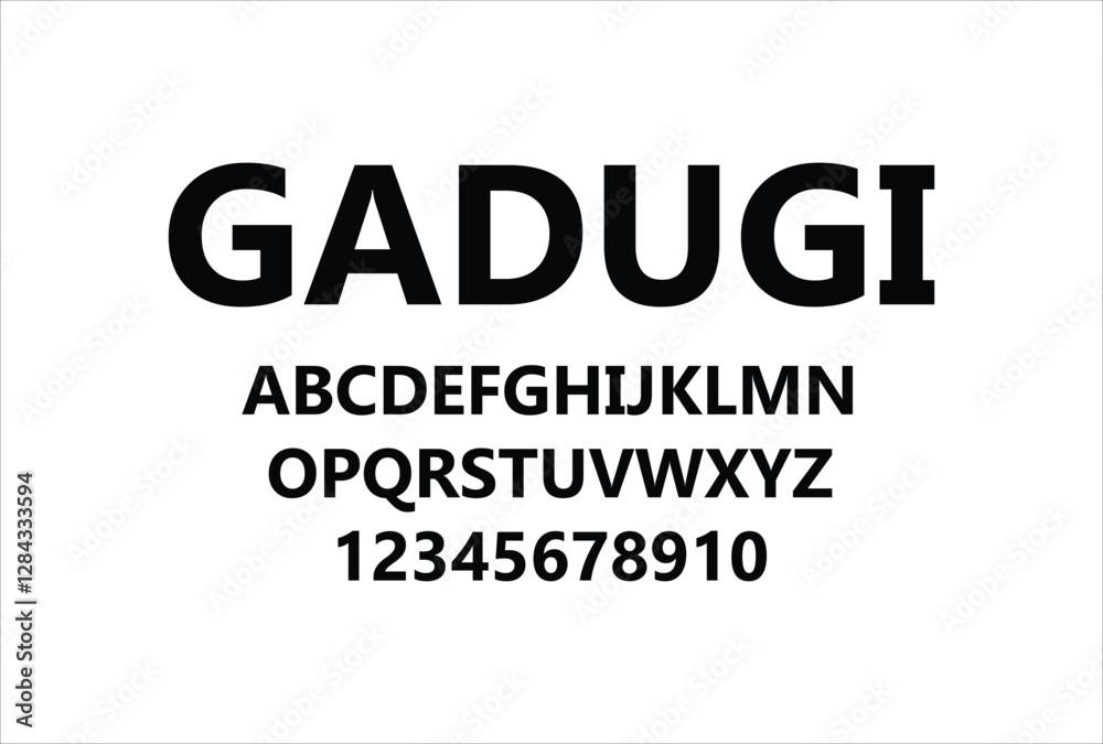 Gadugi font for logo and headline. Isolated vector typeset Gadugi font for logo and headline. Isolated vector typeset