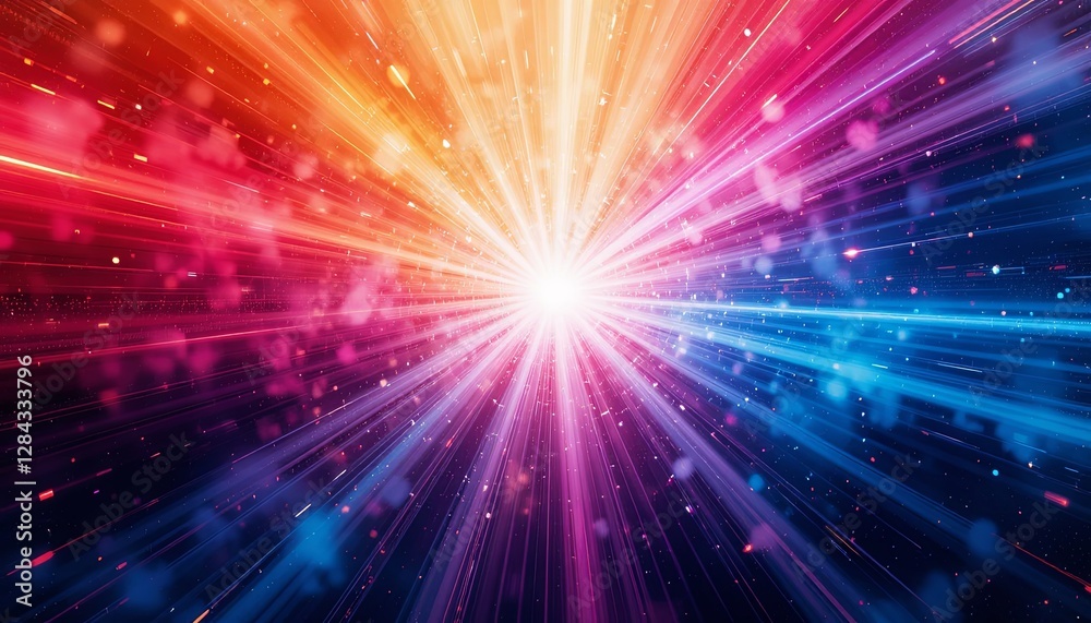 Dynamic light burst abstract space digital art vibrant colors wide angle energy concept Dynamic light burst abstract space digital art vibrant colors wide angle energy concept