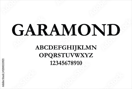 Garamond font for logo and headline. Isolated vector typeset