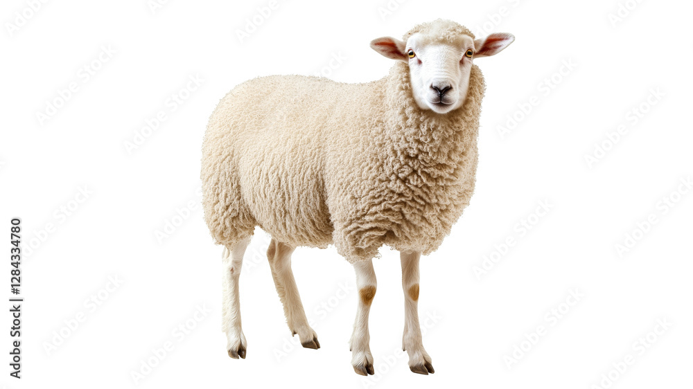 Sheep stands calmly on a white background Sheep stands calmly on a white background
