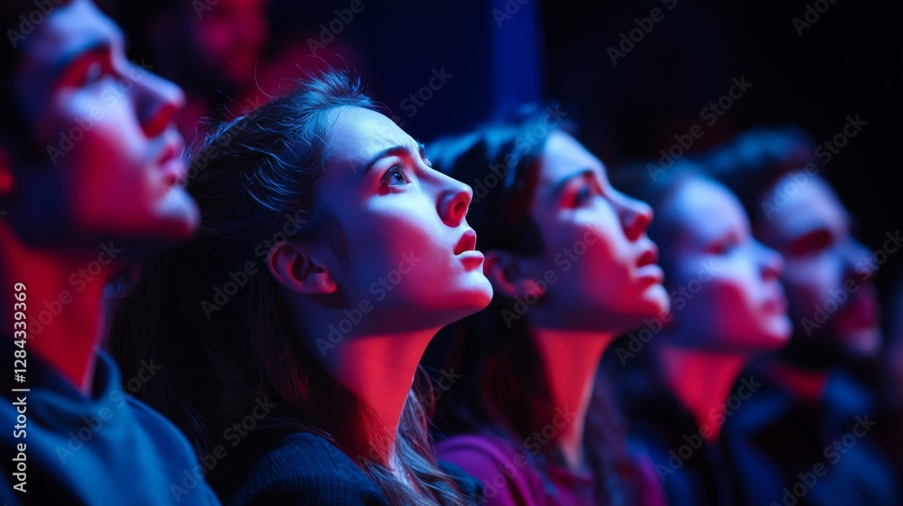 A young face gazing up at the starry sky A young face gazing up at the starry sky