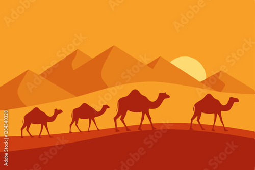 camels in the desert