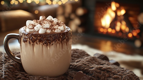A cozy mug of cocoa with rich chocolate shavings and fluffy marshmallows on top will keep you toasty by the roaring fireplace.