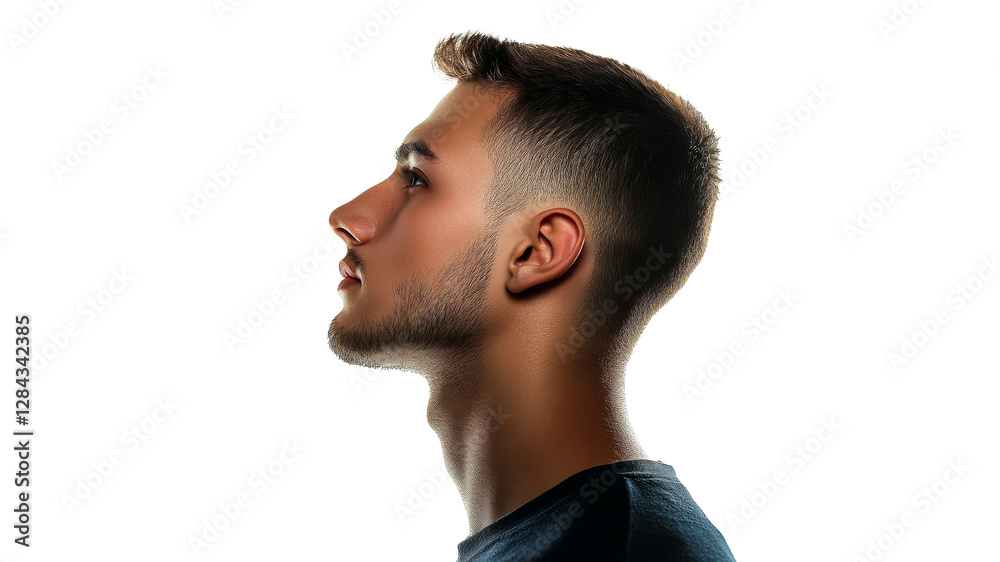 Young man in profile with soft lighting Young man in profile with soft lighting