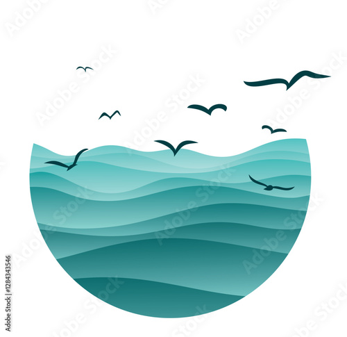 Seascape with birds.