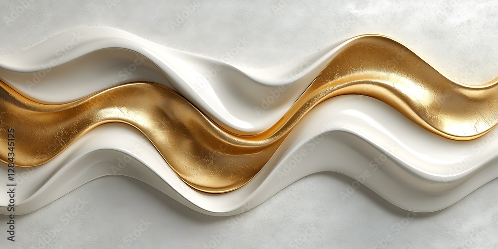Obraz premium Abstract Gold and White Waves