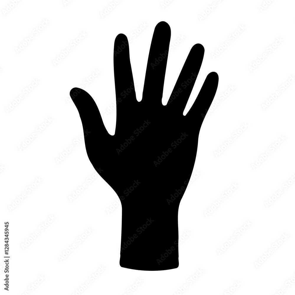 Monochrome Hand Silhouette on White Canvas Monochrome Hand Silhouette on White Canvas